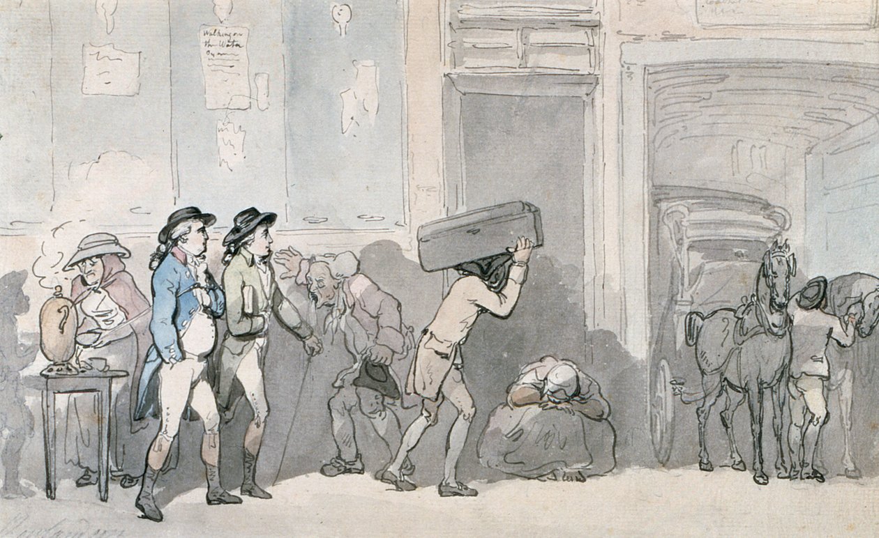 Rowlandson e Wigstead (1745-93) arrivano a una locanda da Thomas Rowlandson