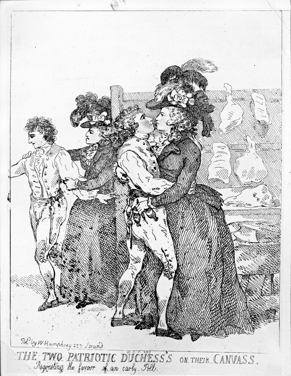 Le due duchesse patriottiche sulla loro tela, 1784 da Thomas Rowlandson