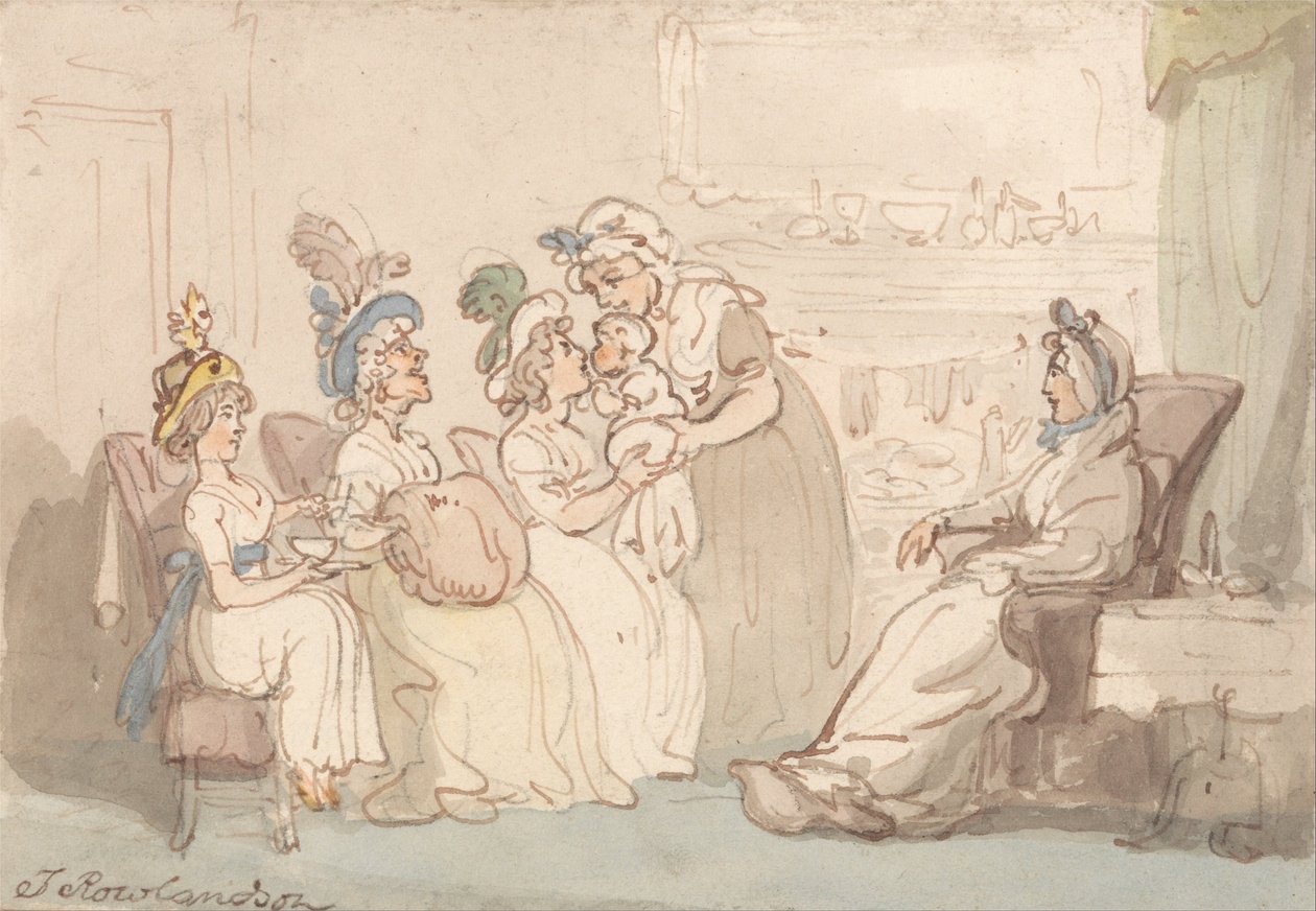 I visitatori mostrano il bambino da Thomas Rowlandson