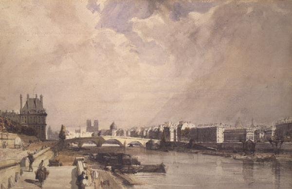 Vista lungo la Senna con il Pont Royal e il Padiglione de Flore, Tuileries da Thomas Shotter Boys