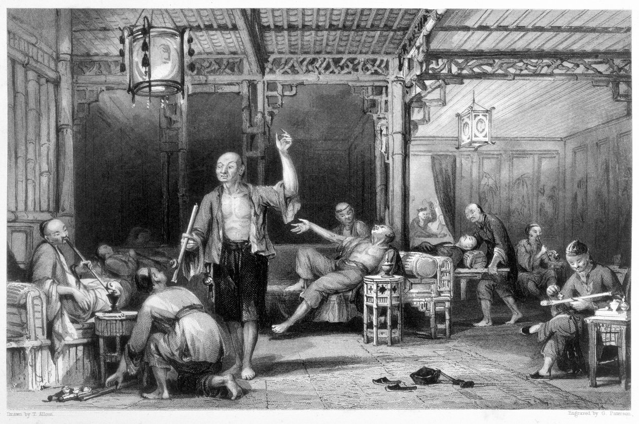Fumatori di oppio cinesi, 1843 da Thomas Allom