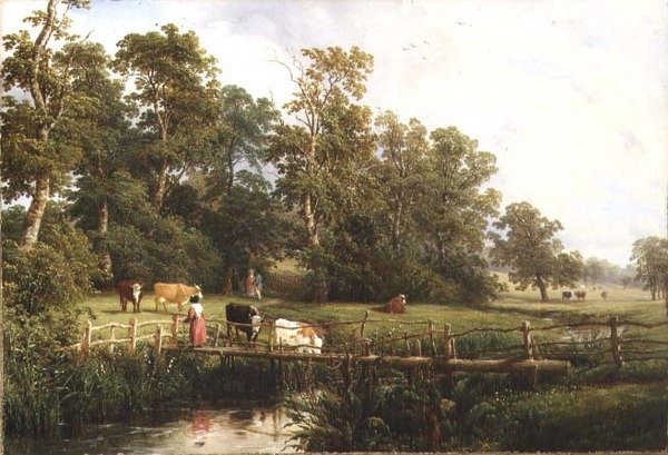Un ponte rustico, Stoneleigh Park da Thomas Baker