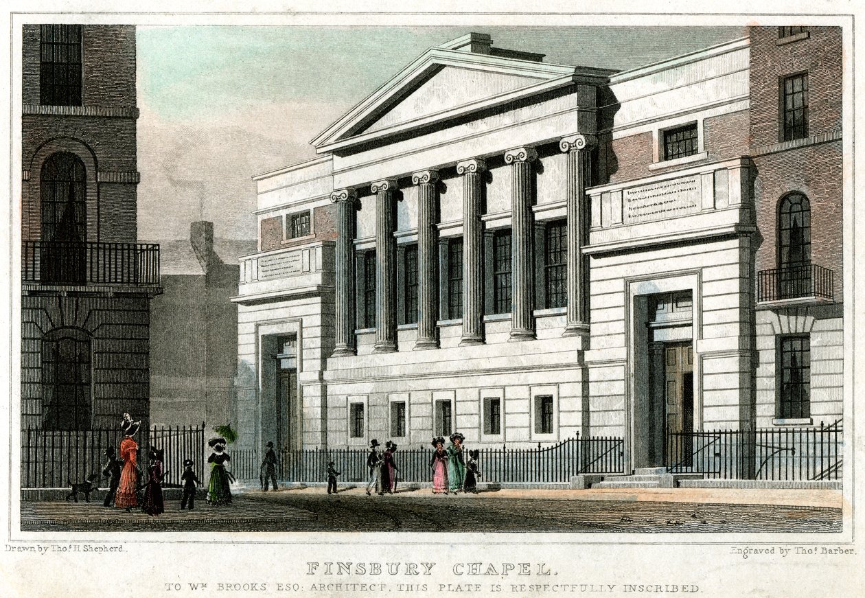 Cappella di Finsbury, Città di Londra, 1827 da Thomas Barber