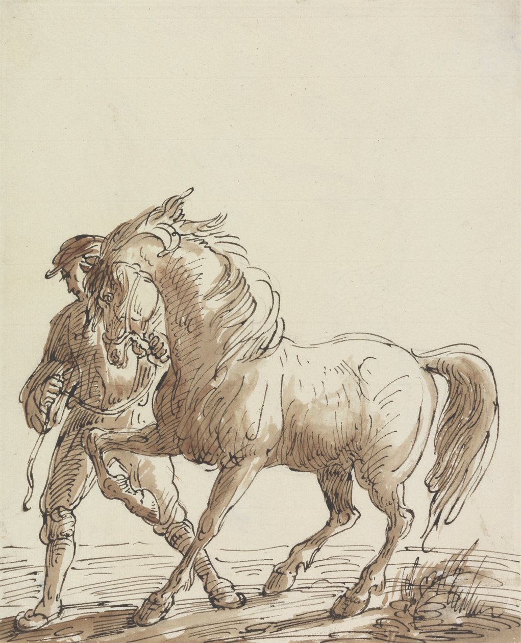 Uomo che conduce un cavallo da Thomas Barker