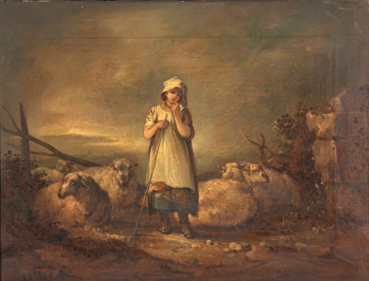 Ragazza del Gloucestershire che custodisce le pecore da Thomas Barker of Bath