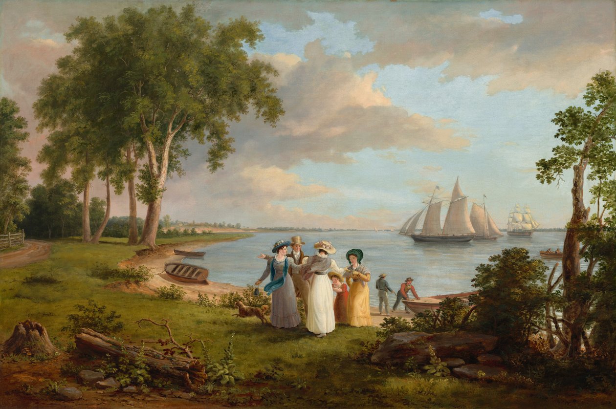 Vista del Delaware vicino a Filadelfia da Thomas Birch