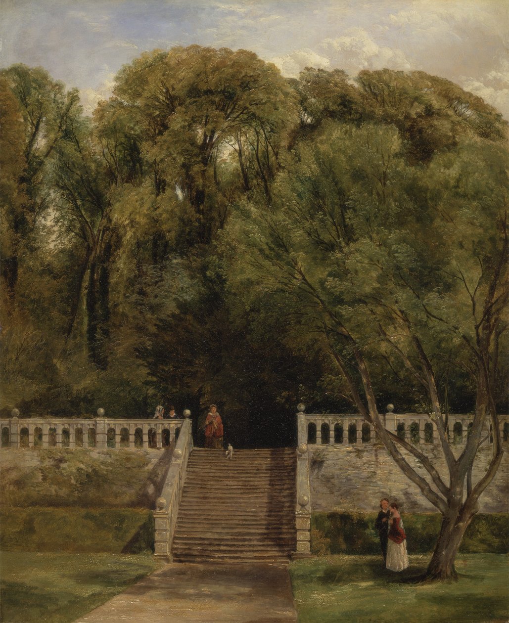 Sulla terrazza di Haddon Hall, Derbyshire da Thomas Creswick