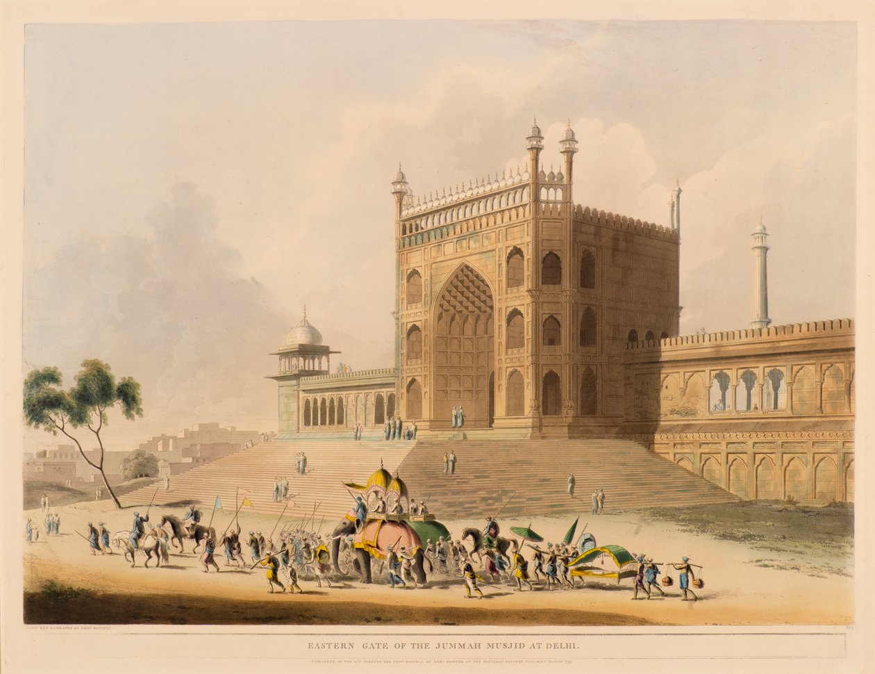 Porta Orientale del Jummah Musjid, Delhi da Thomas Daniell
