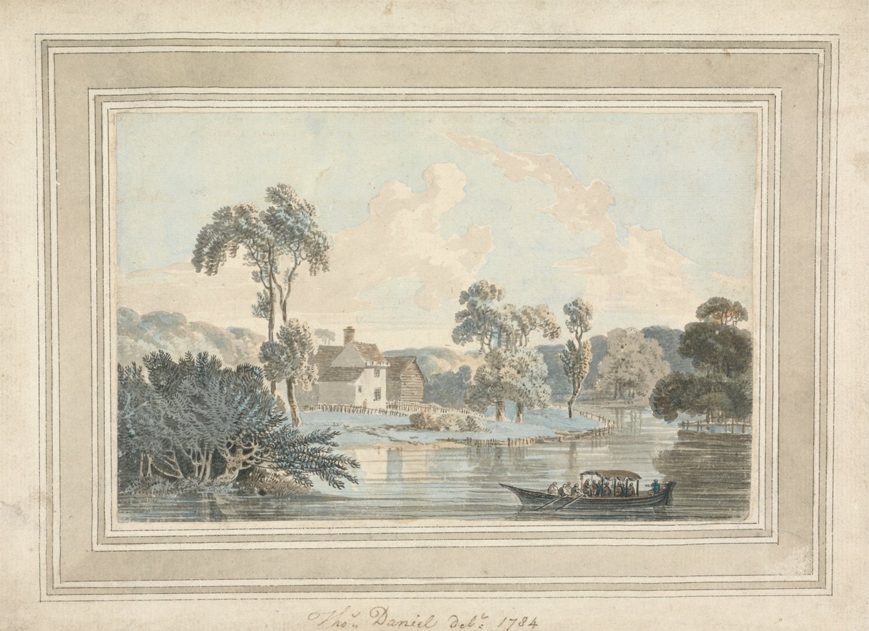 Cascina, fiume e chiatta da Thomas Daniell