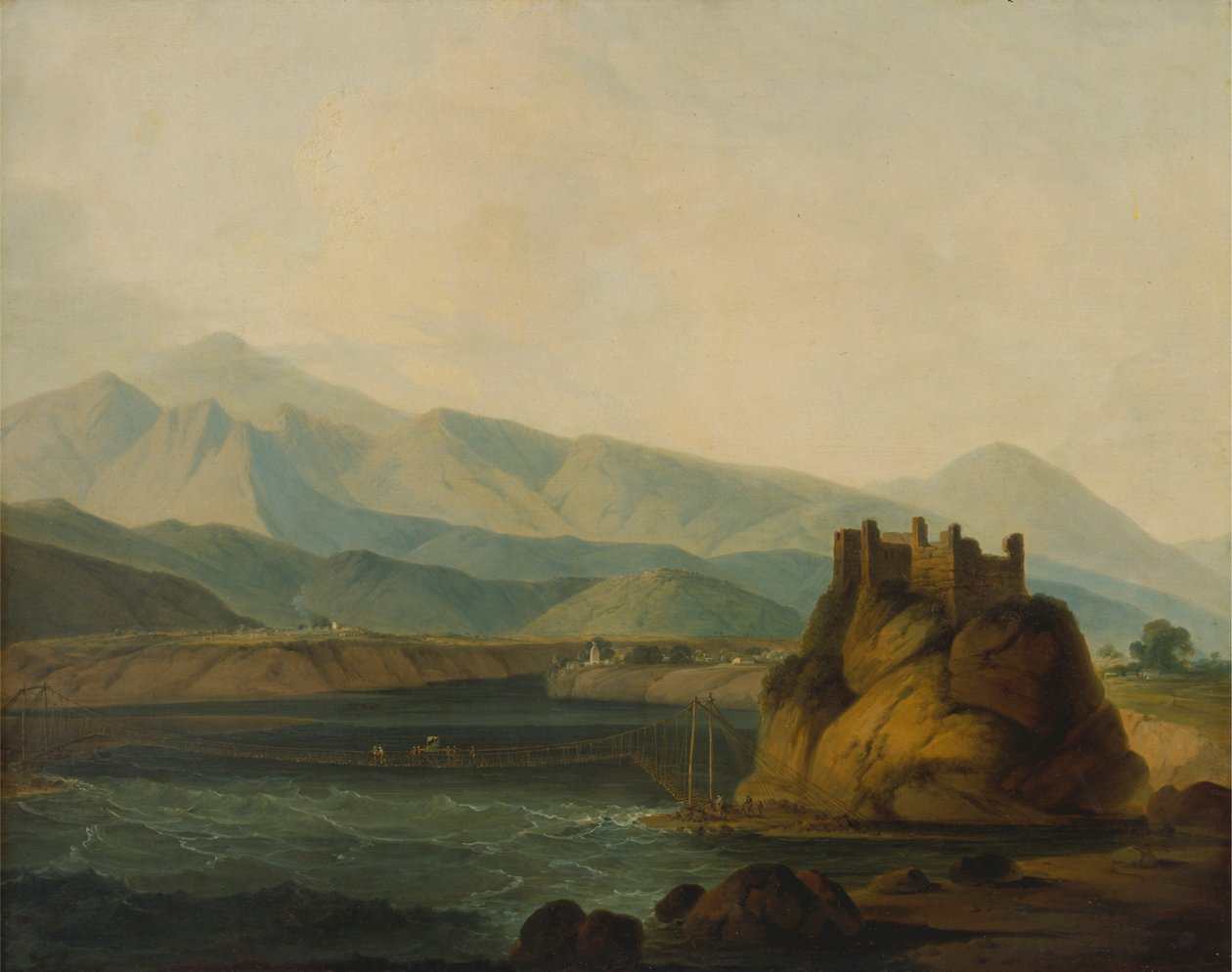 Il ponte di corda a Serinagur da Thomas Daniell