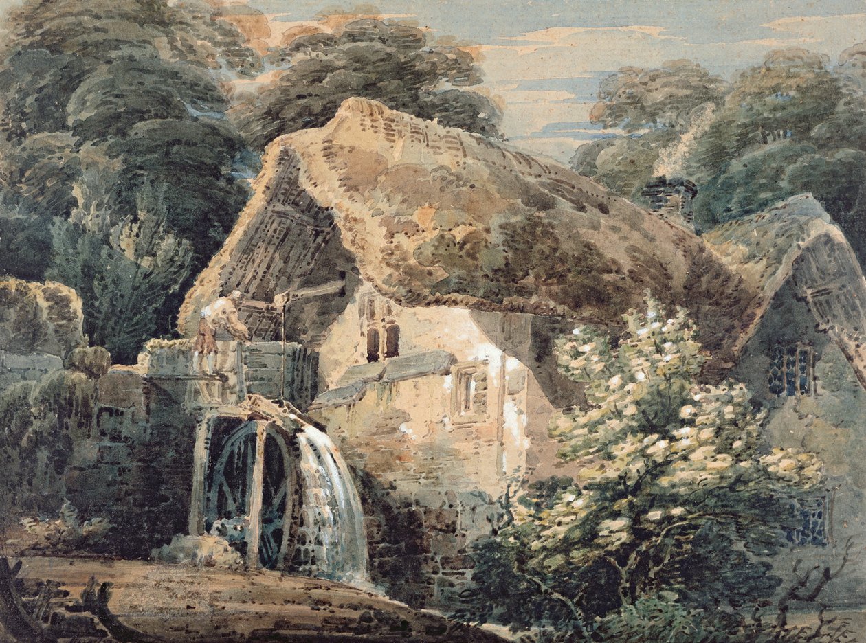 Un mulino a ruota, Devon, 1797 da Thomas Girtin