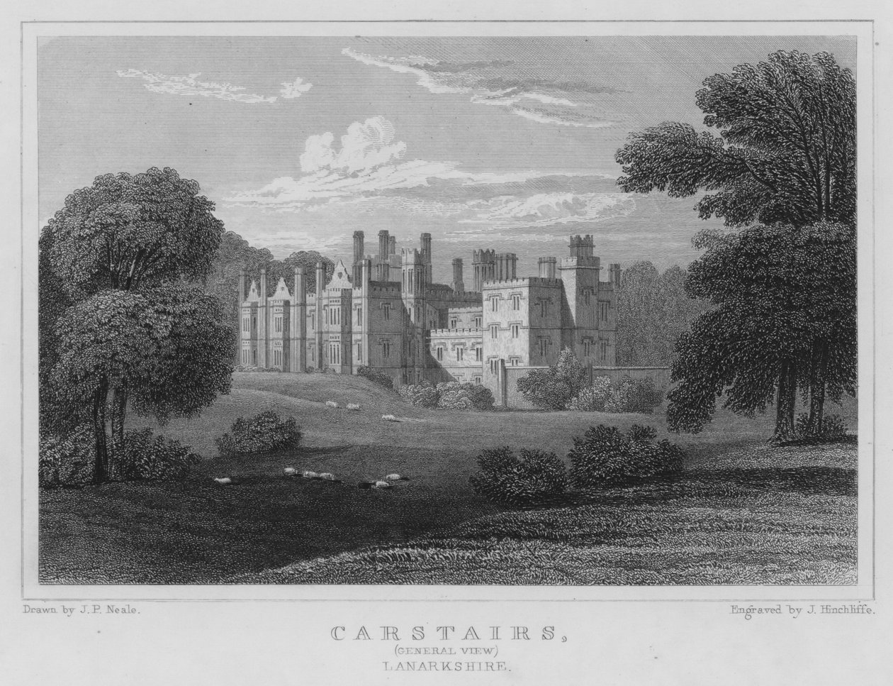 Carstairs, vista generale, Lanarkshire (incisione) da Thomas Hosmer Shepherd