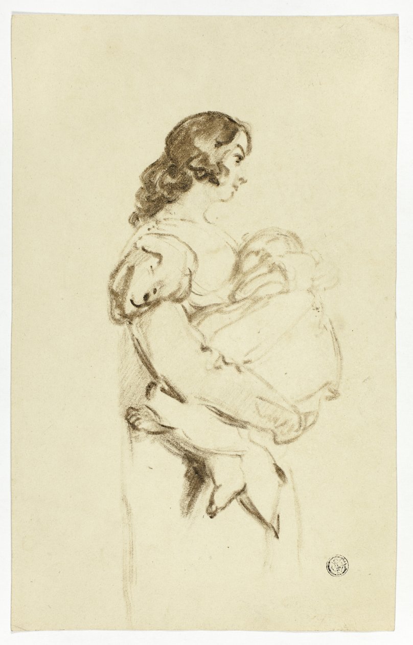 Giovane donna che porta un bambino da Thomas Jones Barker
