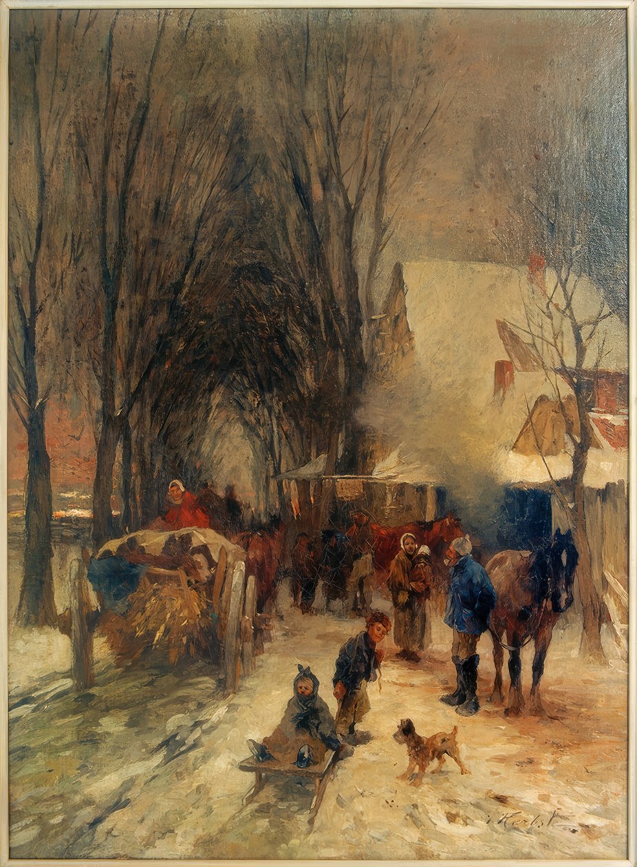 Strada di villaggio in inverno da Thomas Ludwig Herbst