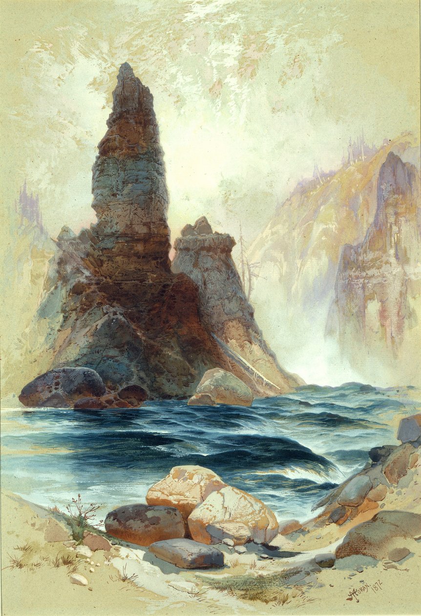 Sopra le cascate Tower, Yellowstone da Thomas Moran
