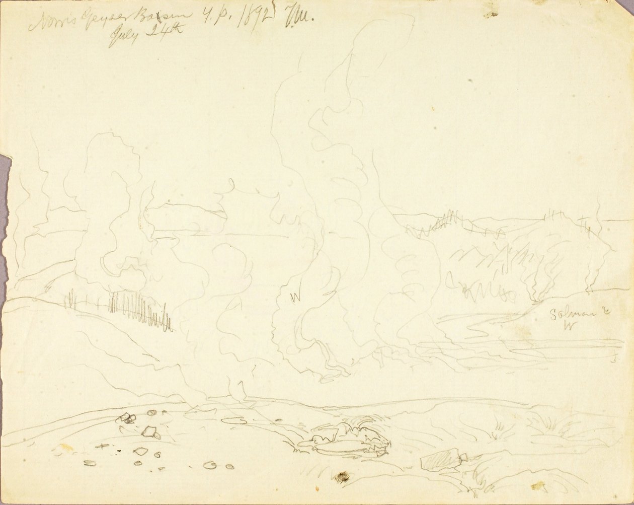 Bacino dei geyser di Norris, Parco di Yellowstone da Thomas Moran