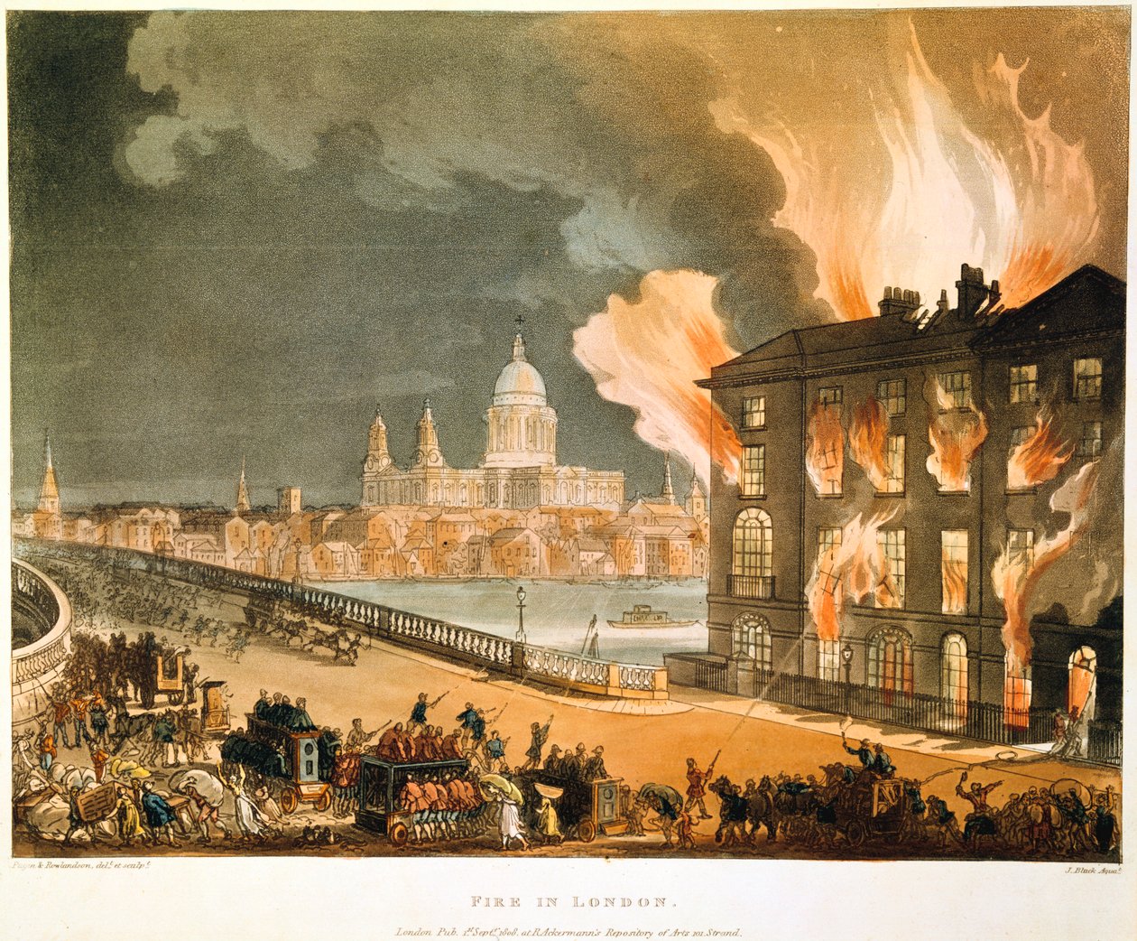 Incendio a Londra, 1808 da Thomas Rowlandson, Augustus Charles Pugin