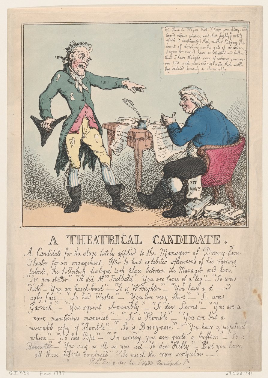 Un Candidato Teatrale, 1797 da Thomas Rowlandson