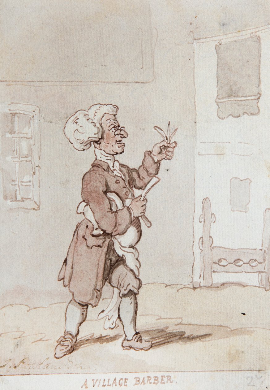 Un barbiere di villaggio da Thomas Rowlandson
