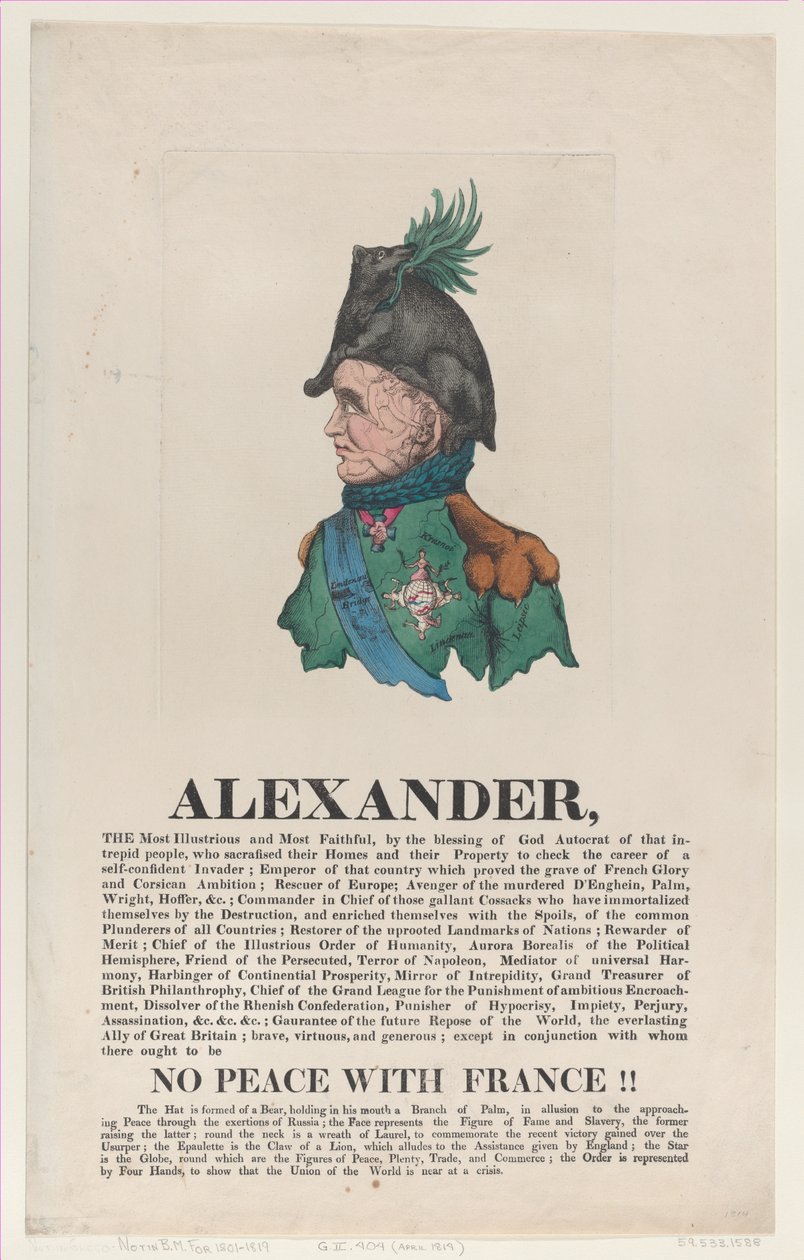 Alessandro, aprile 1814 da Thomas Rowlandson