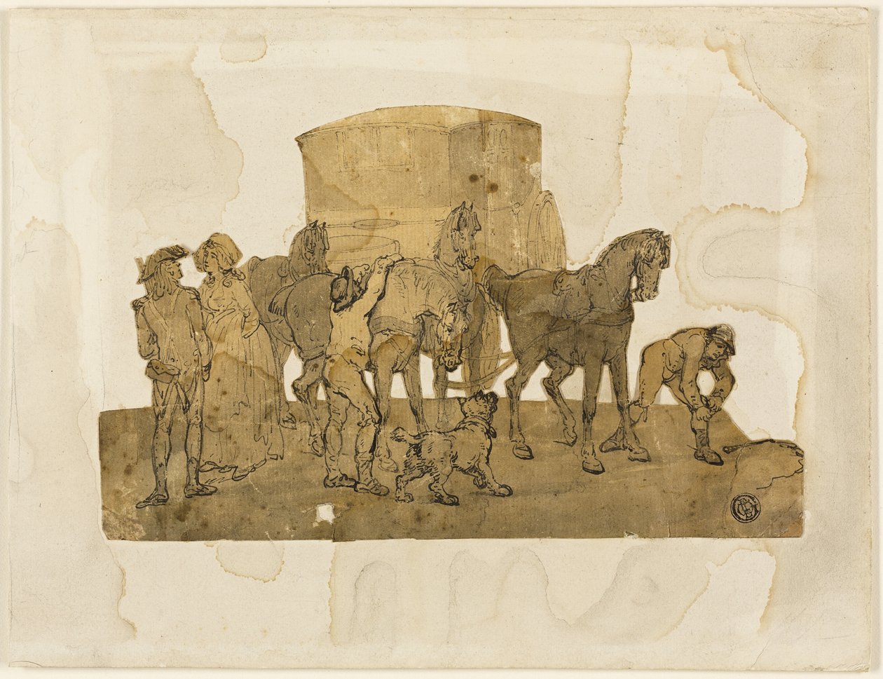 Cavalli da carrozza e stallieri da Thomas Rowlandson