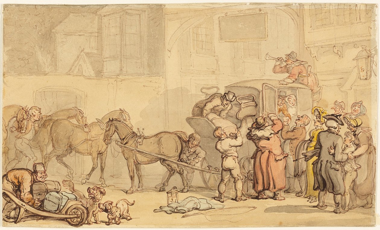 Cambio di cavalli alla carrozza da Thomas Rowlandson