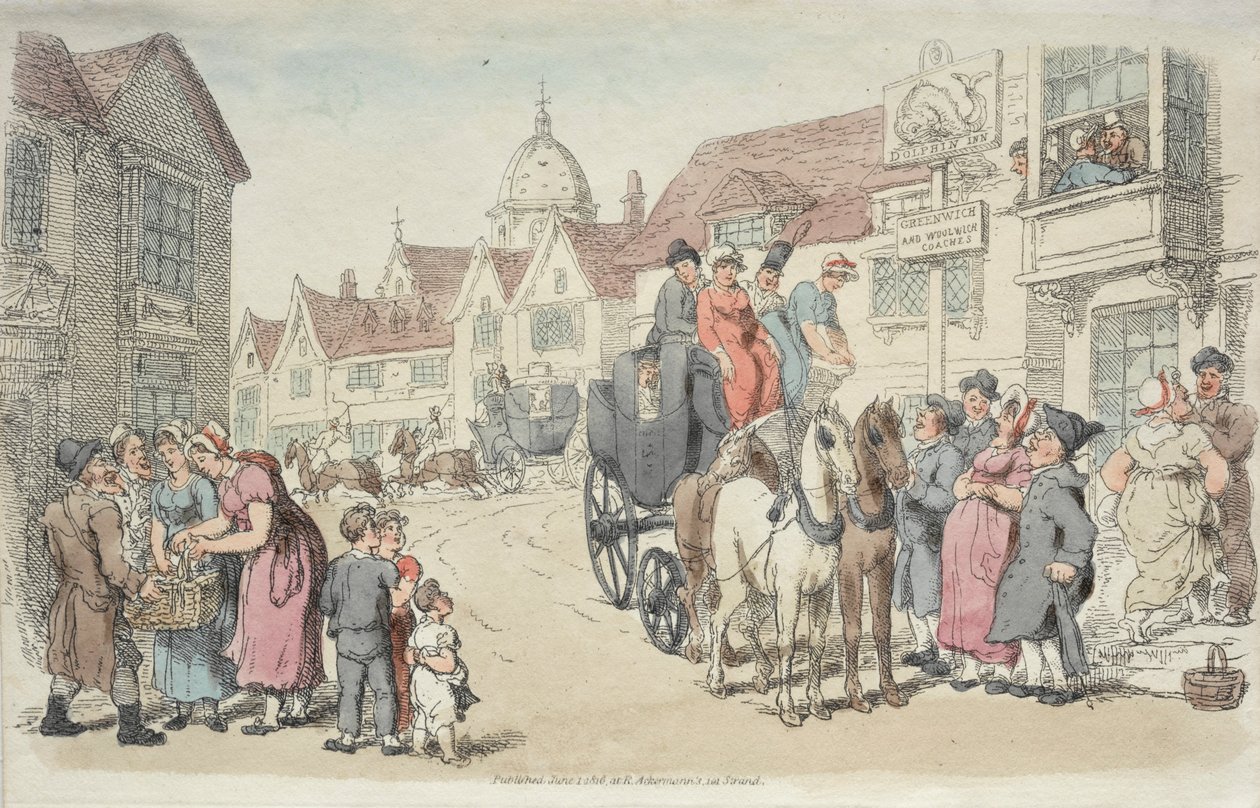 Dolphins Inn: Carrozze di Greenwich e Woolwich da Thomas Rowlandson