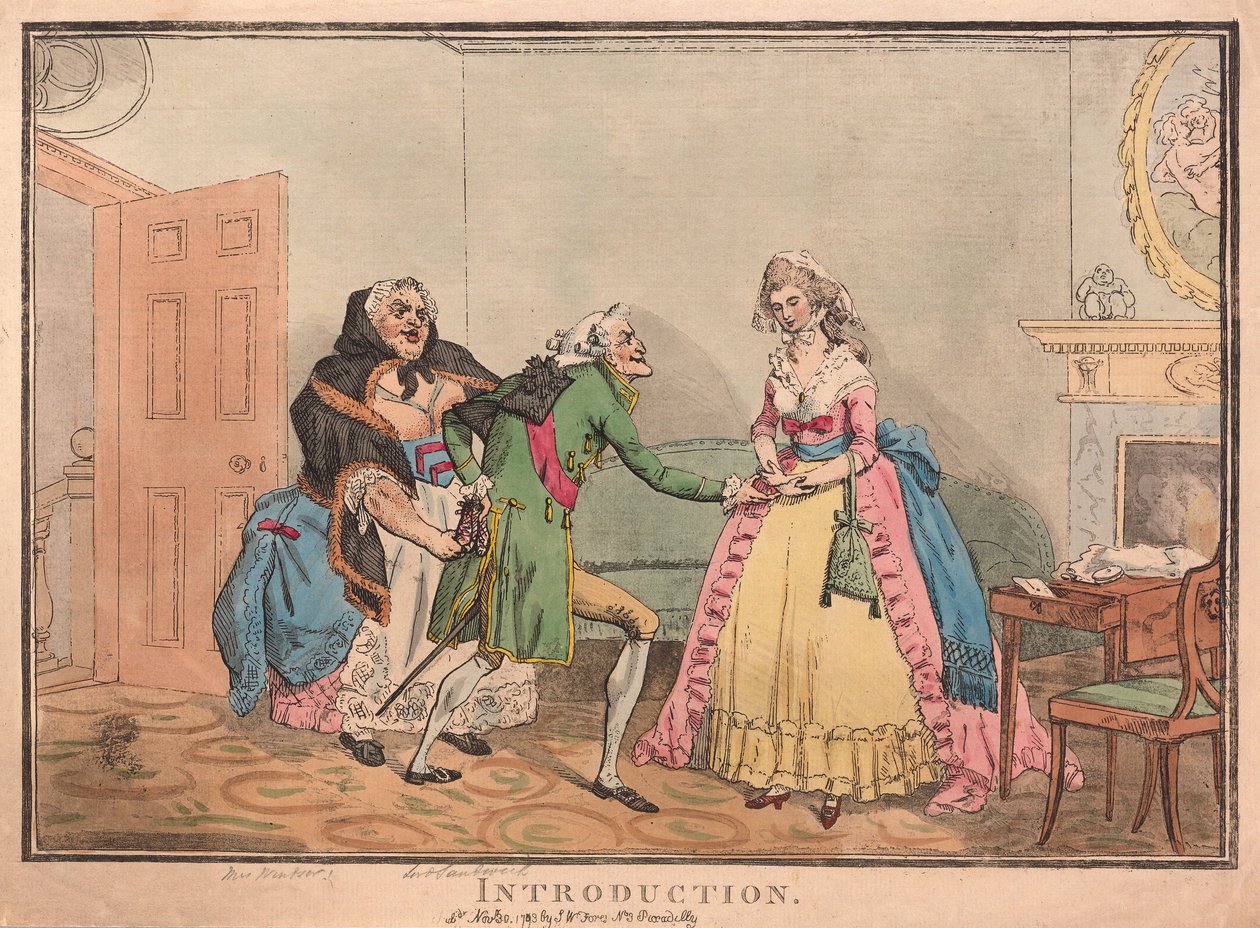 Introduzione, pub. 1793 (incisione colorata a mano) da Thomas Rowlandson