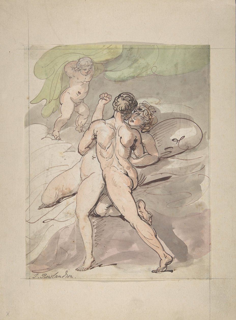 Coppia nuda che si abbraccia da Thomas Rowlandson