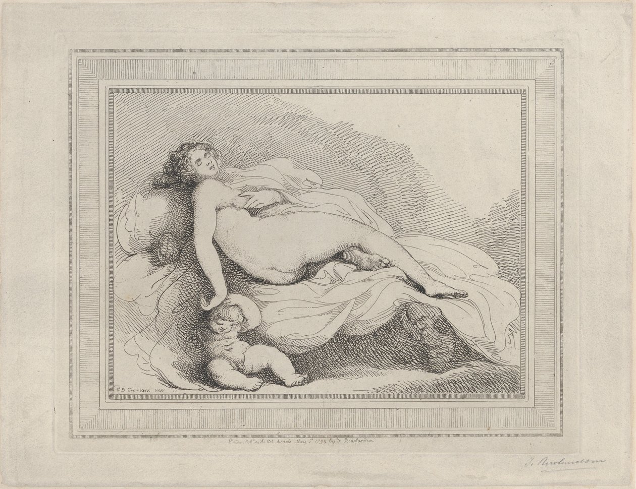 Venere dormiente e Amore, 1799 da Thomas Rowlandson