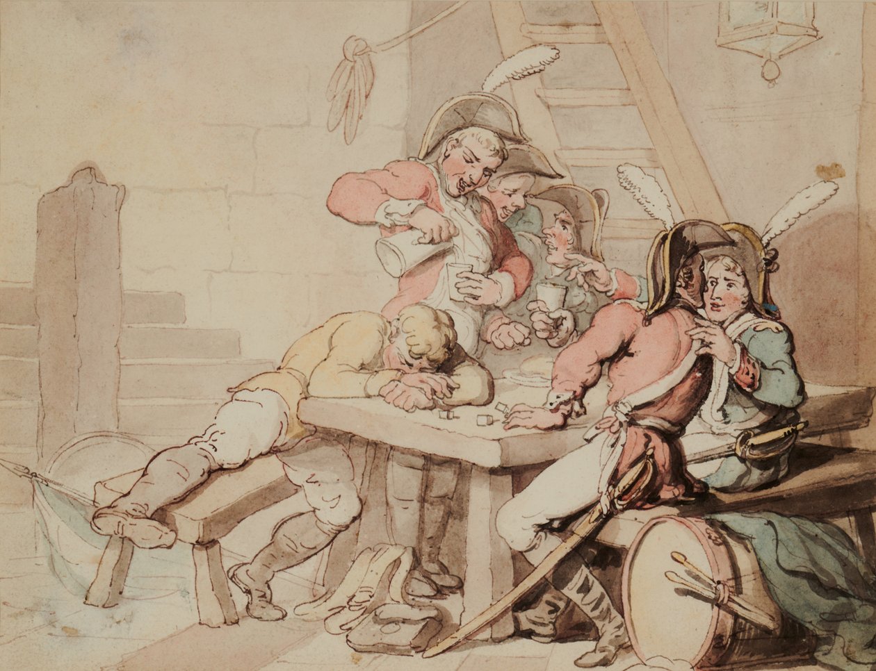 Soldati che gozzovigliano in una cantina da Thomas Rowlandson