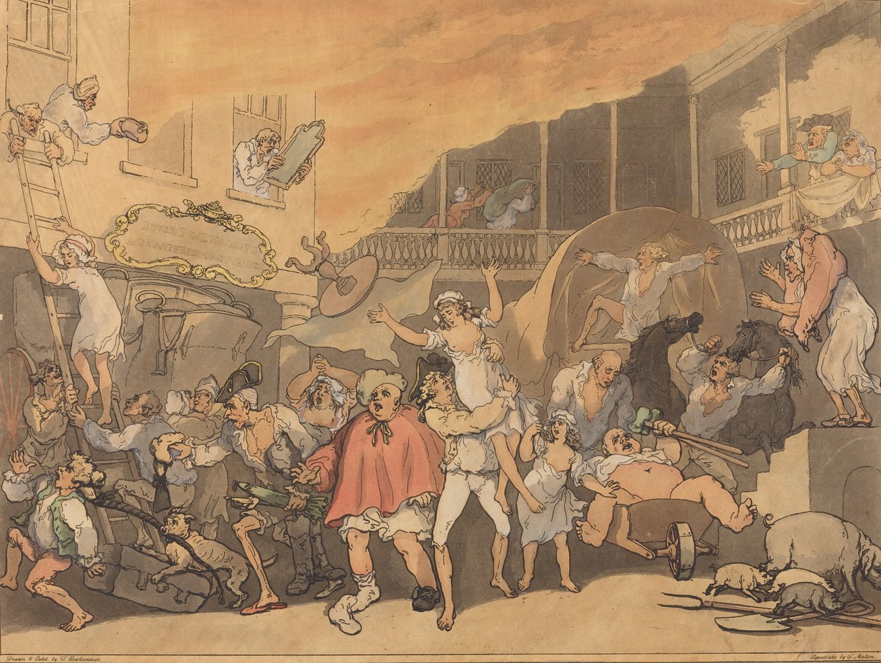 Il cortile della locanda in fiamme, 1791 da Thomas Rowlandson