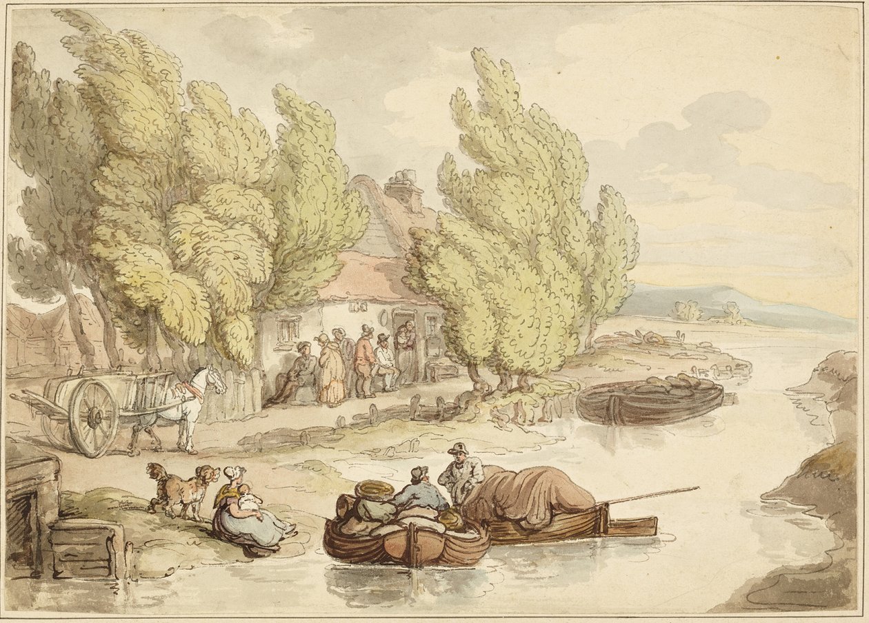 Villaggio sul fiume da Thomas Rowlandson