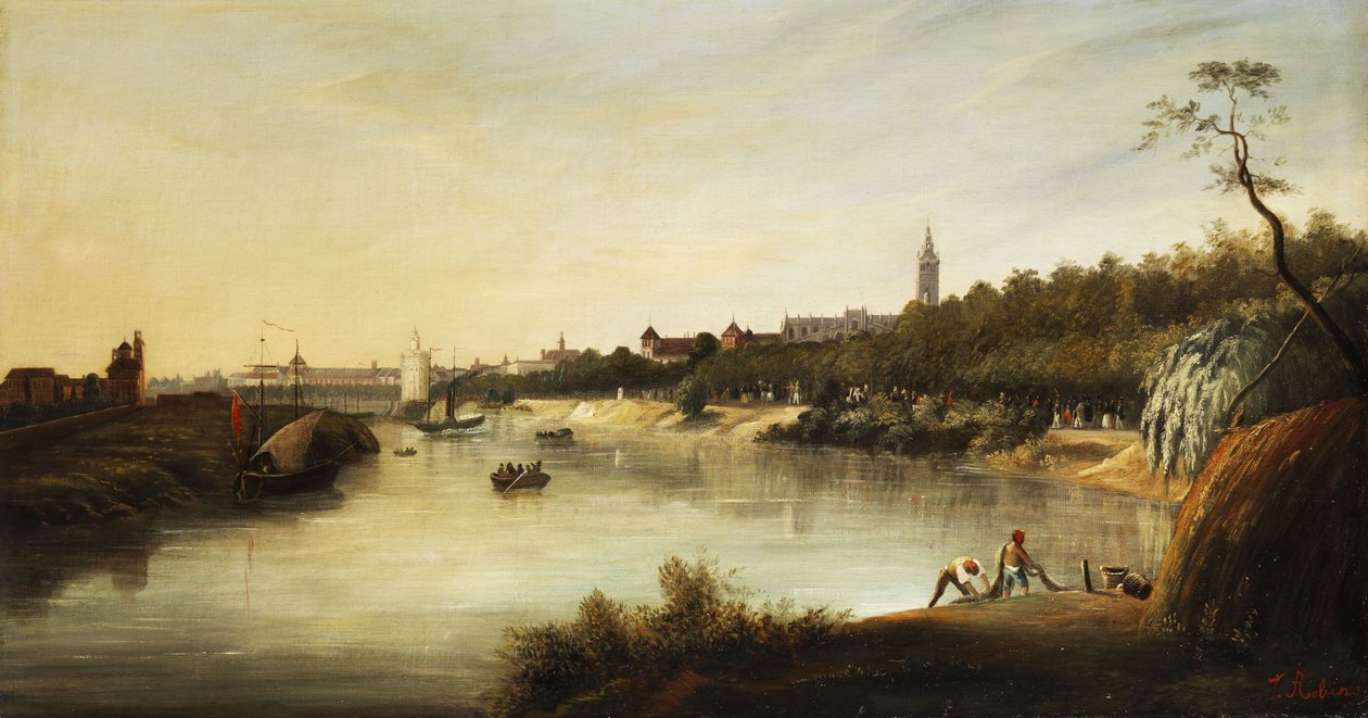 Veduta di una città inglese (?) da Thomas Sewell Robins