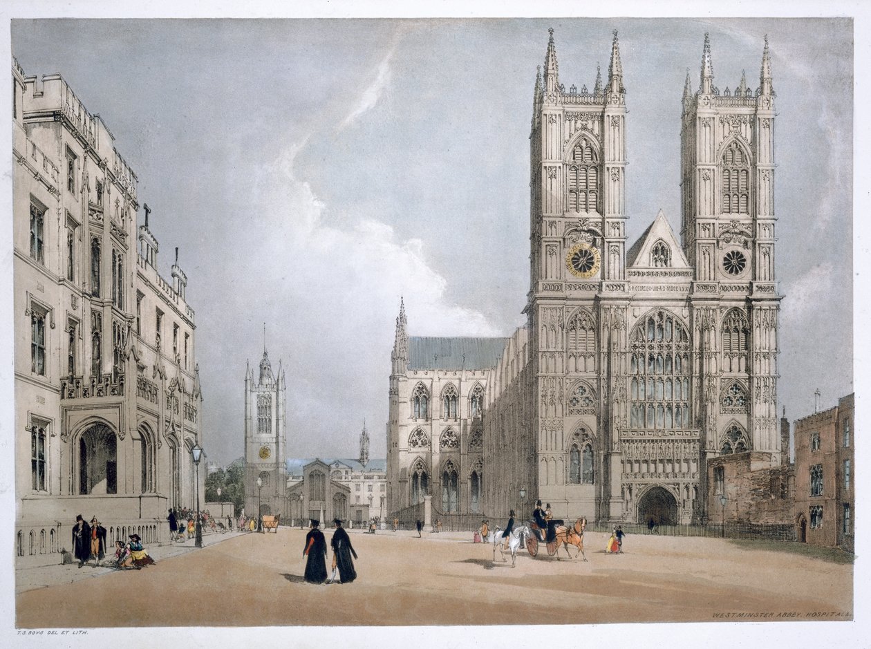 Abbazia di Westminster e ospedale, Londra, 1842 da Thomas Shotter Boys