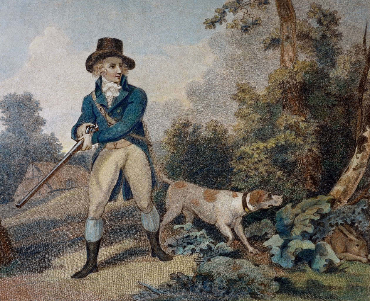 Caccia alla lepre, incisione di Thomas Simpson (1765-1801) da Thomas Simpson