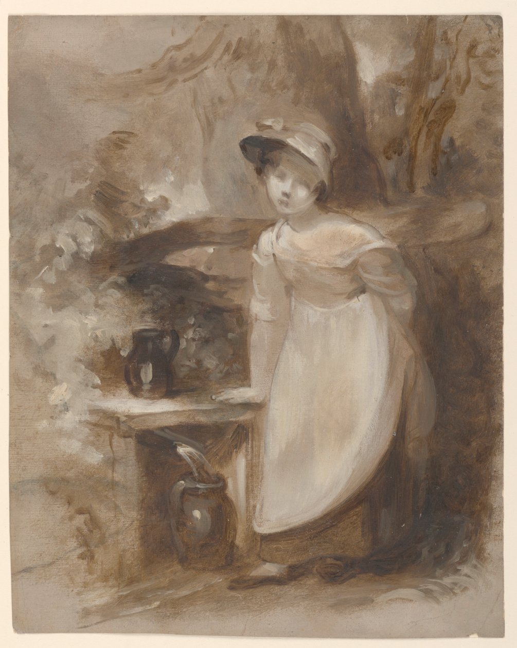 Giovane ragazza che prende acqua a una sorgente da Thomas Sully