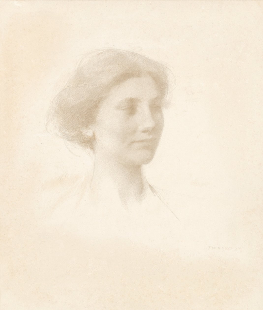 Testa di una ragazza da Thomas Wilmer Dewing