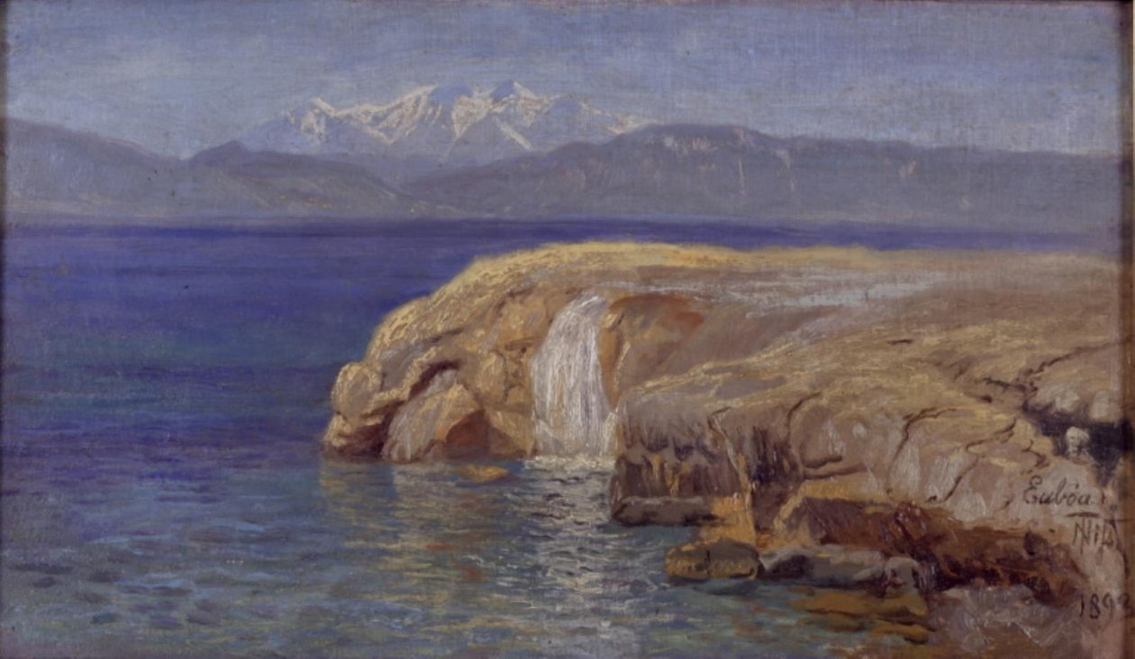 Costa rocciosa con cascata a Eubea da Thorvald Niss