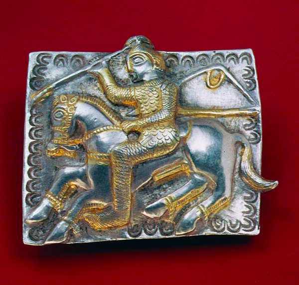 Placca con guerriero, c.400-350 a.C. da Thracian