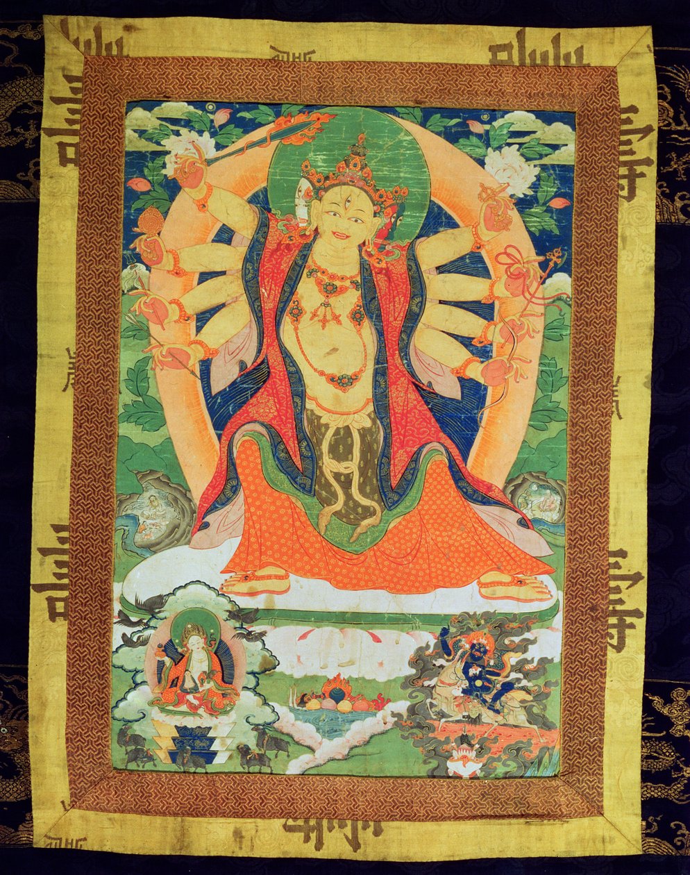 Dipinto Thangka raffigurante una Dharmapala femminile, probabilmente Lhamoo-so-sor-dang-ma, la Dea dei Bambini, 1750-1850 da Tibetan School