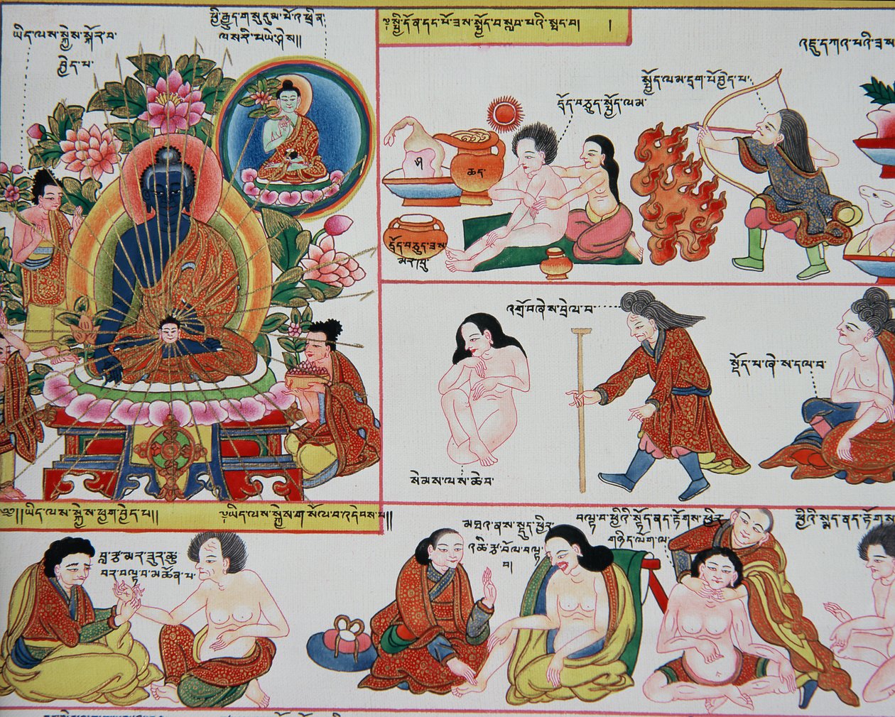 Manoscritto sulla medicina tibetana (dettaglio) da Tibetan School