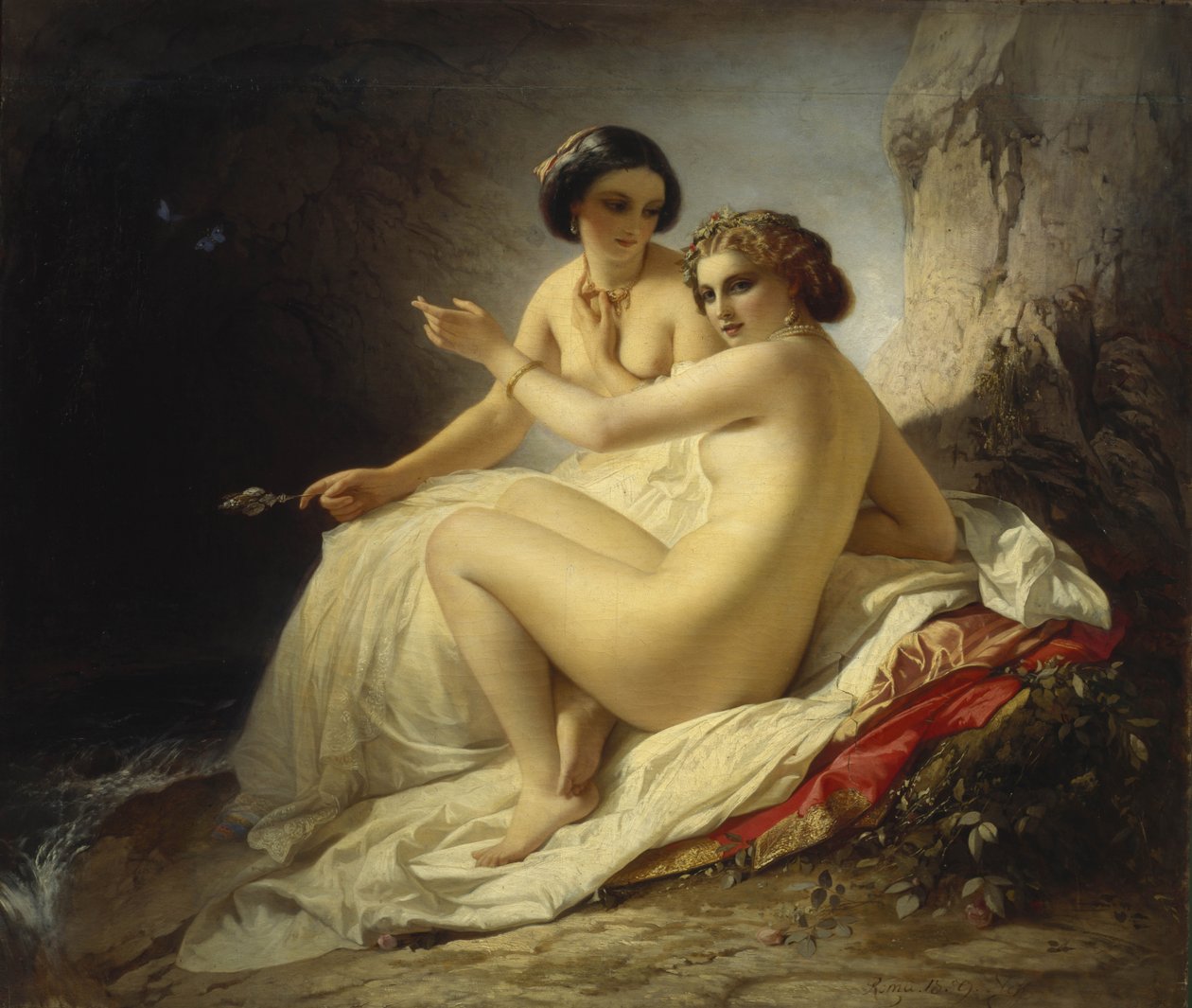 Due ragazze in una grotta, 1859 da Timofei Andreyevich Neff