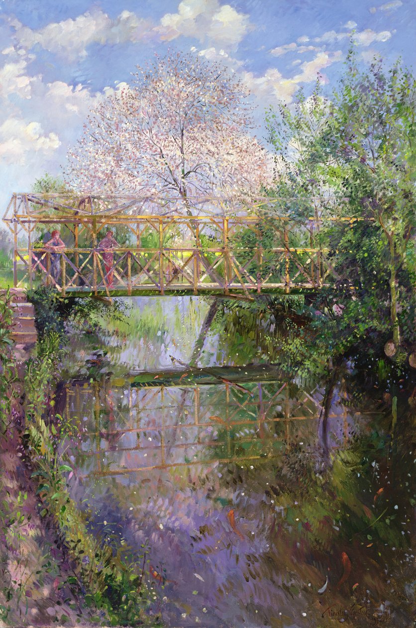 Ciliegio in fiore e ponte a traliccio da Timothy Easton