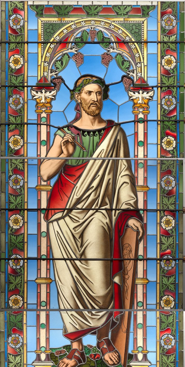Finestra con rappresentazione di Apelle da Tiroler Glasmalerei und Cathedralenglashuette
