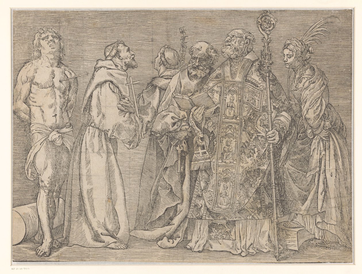 Sei santi in piedi da Titiaan