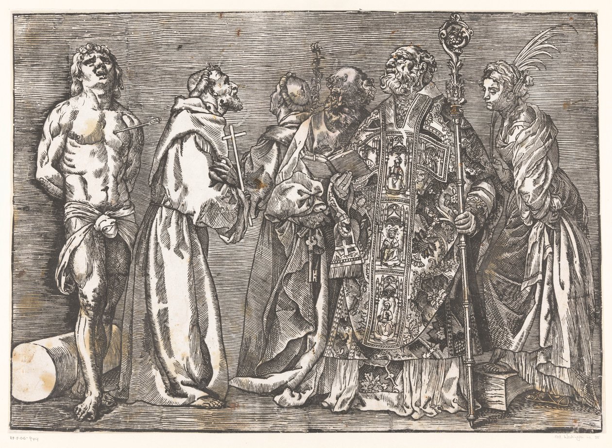 Sei santi in piedi da Titiaan