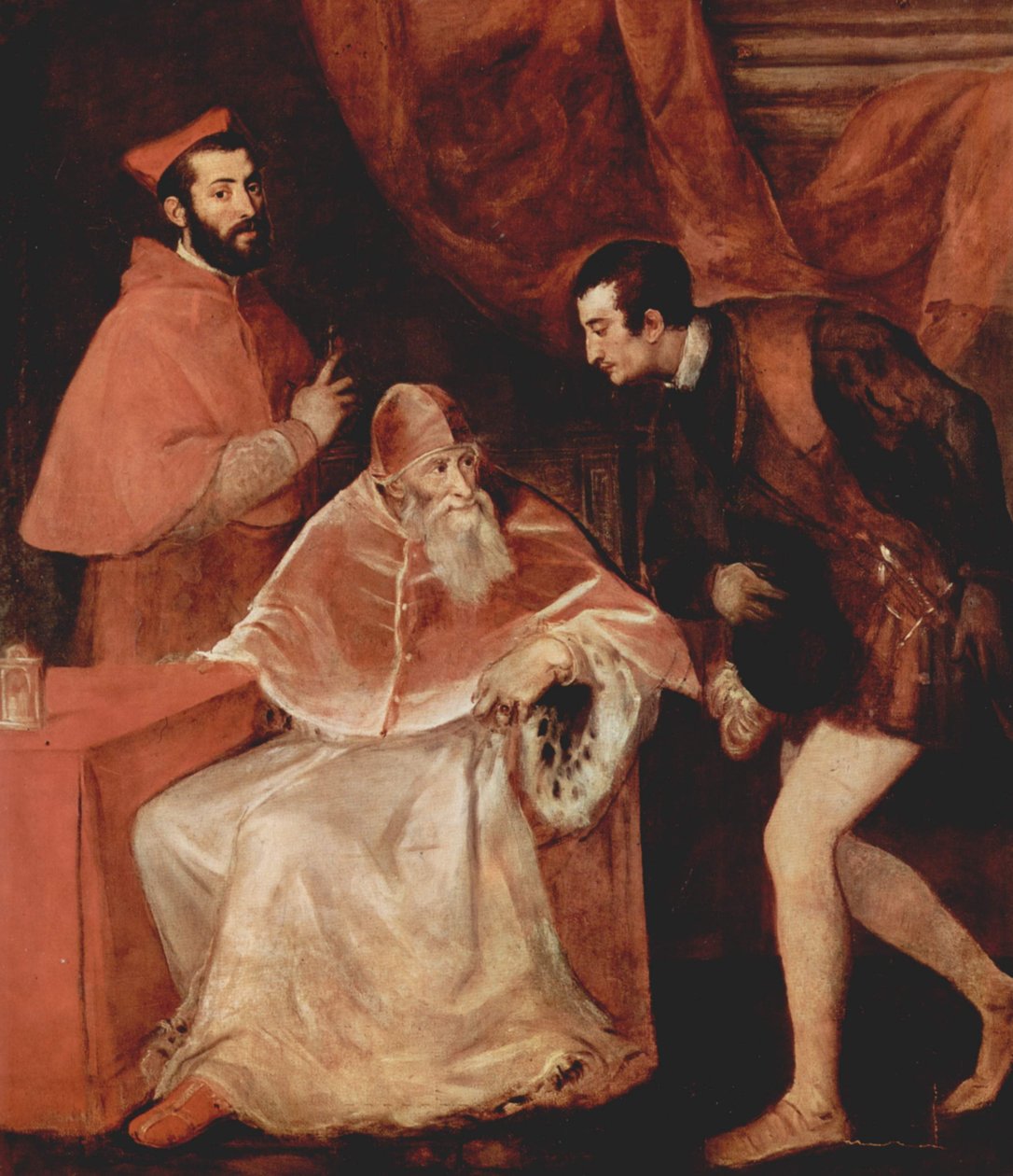 Ritratto di Papa Paolo III con il cardinale Alessandro Farnese e il duca Ottavio Farnese da Tiziano Vecelli