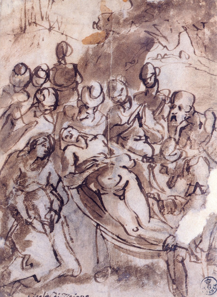 Deposizione, disegno da Titian (c.1488 1576)