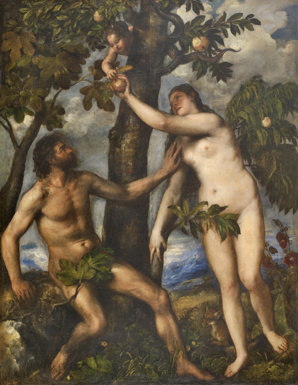 Adamo ed Eva, c.1550 da Tiziano Vecelli